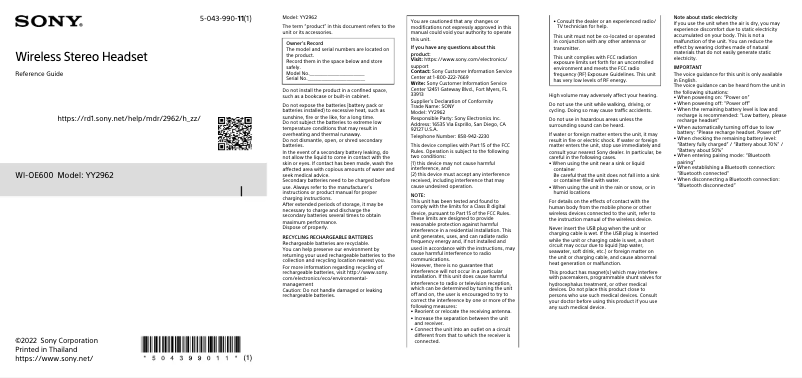 Imagen de la primera página del manual del dispositivo WI-OE600