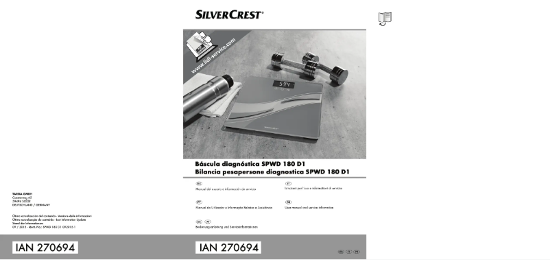 Page 1 de la notice Manuel utilisateur SilverCrest SPWD 180 1D