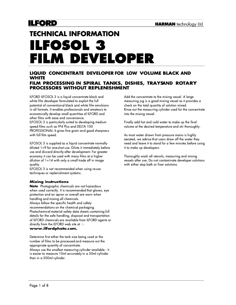 Image de la première page du manuel de l'appareil Ilfosol 3