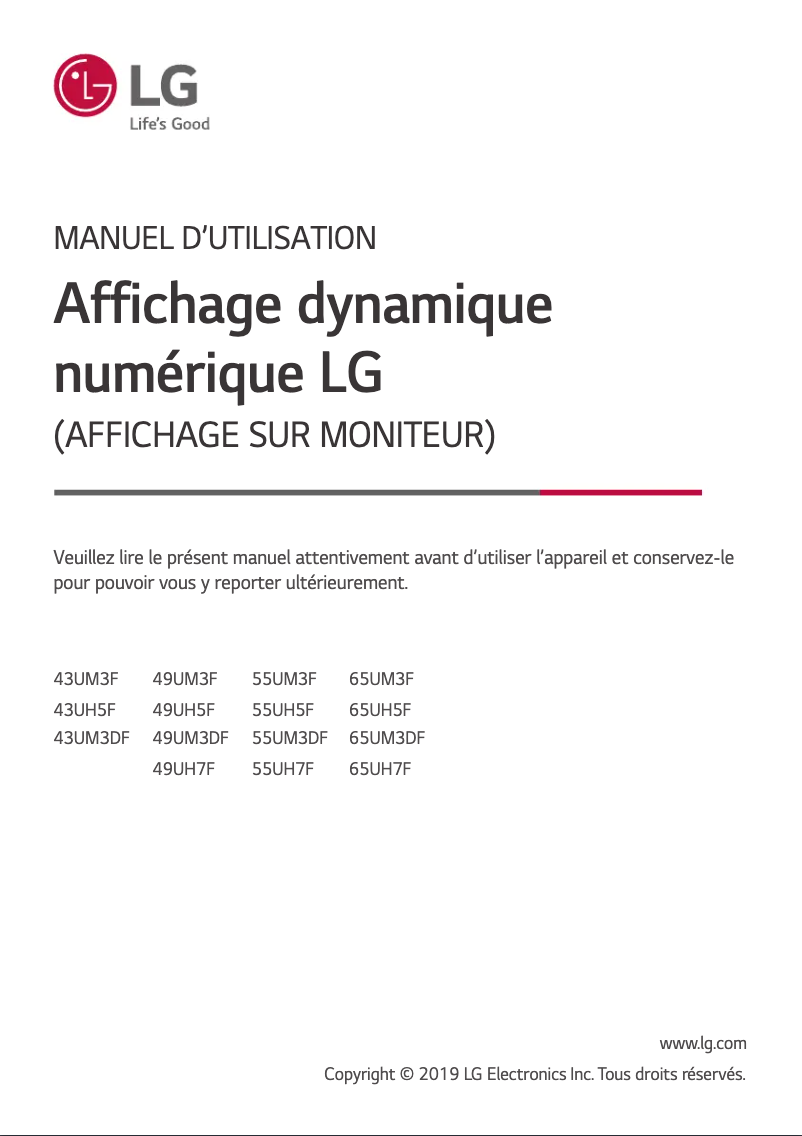 Page n°1 - Manuel utilisateur LG 65UH7F