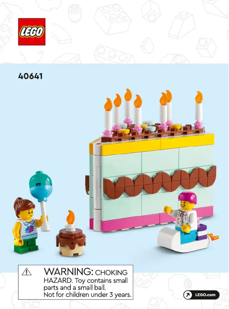 Page 1 de la notice Manuel utilisateur Lego Birthday Cake 40641