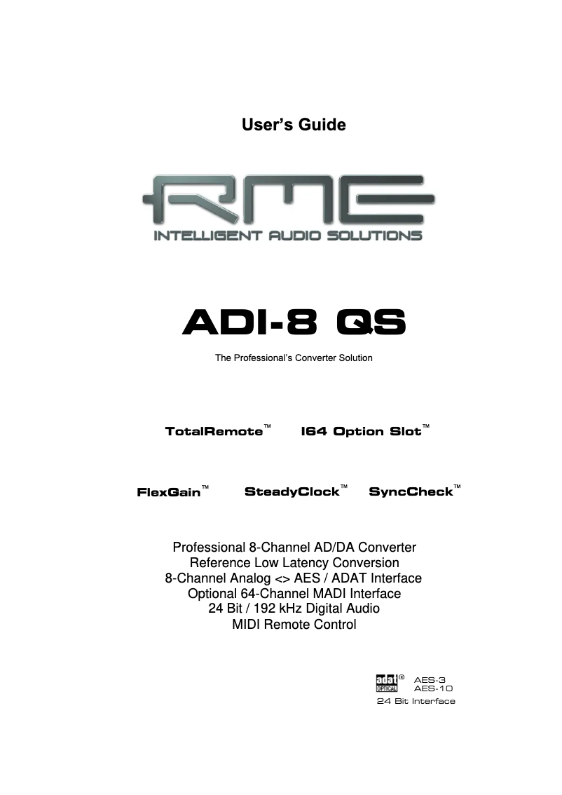 Image de la première page du manuel de l'appareil ADI-8 QS