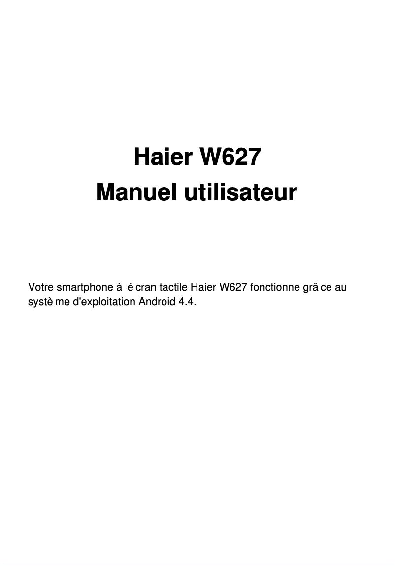 Page 1 de la notice Manuel utilisateur Haier W627