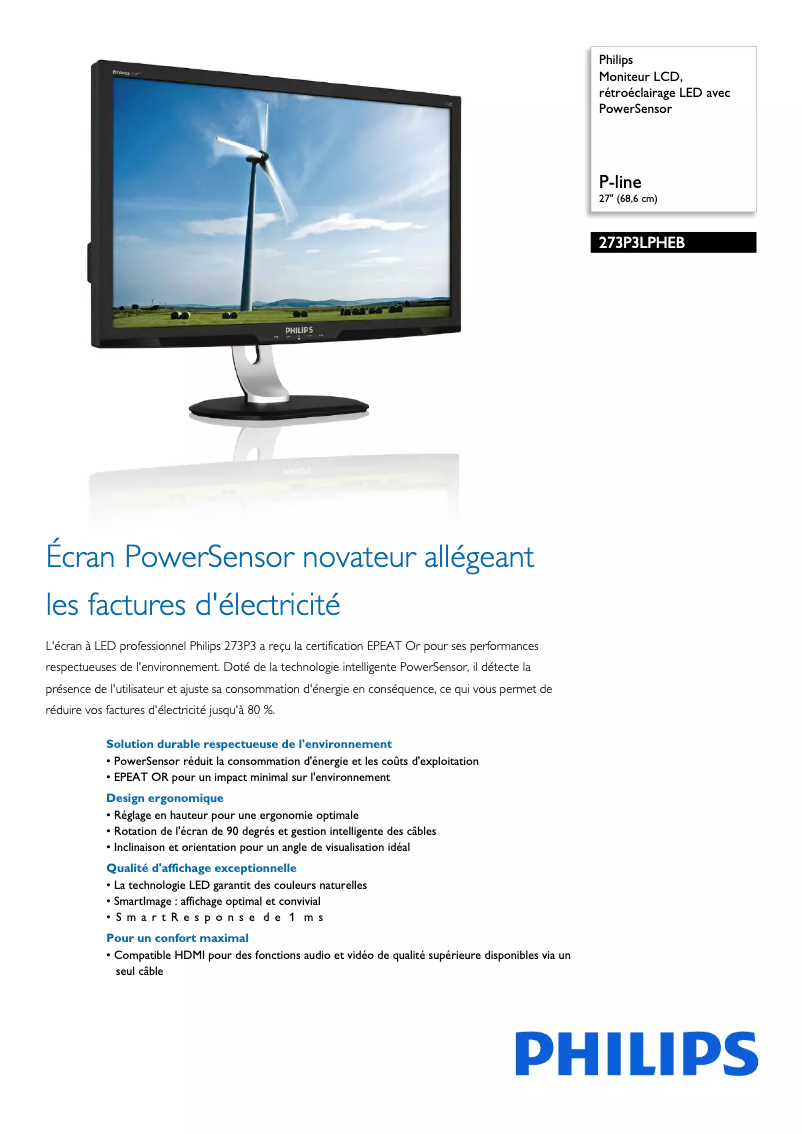 Image de la première page du manuel de l'appareil 273P3LPHEB