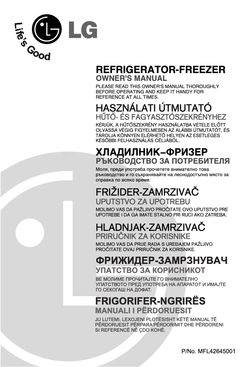 Page 1 de la notice Manuel utilisateur LG GR-U262SLC