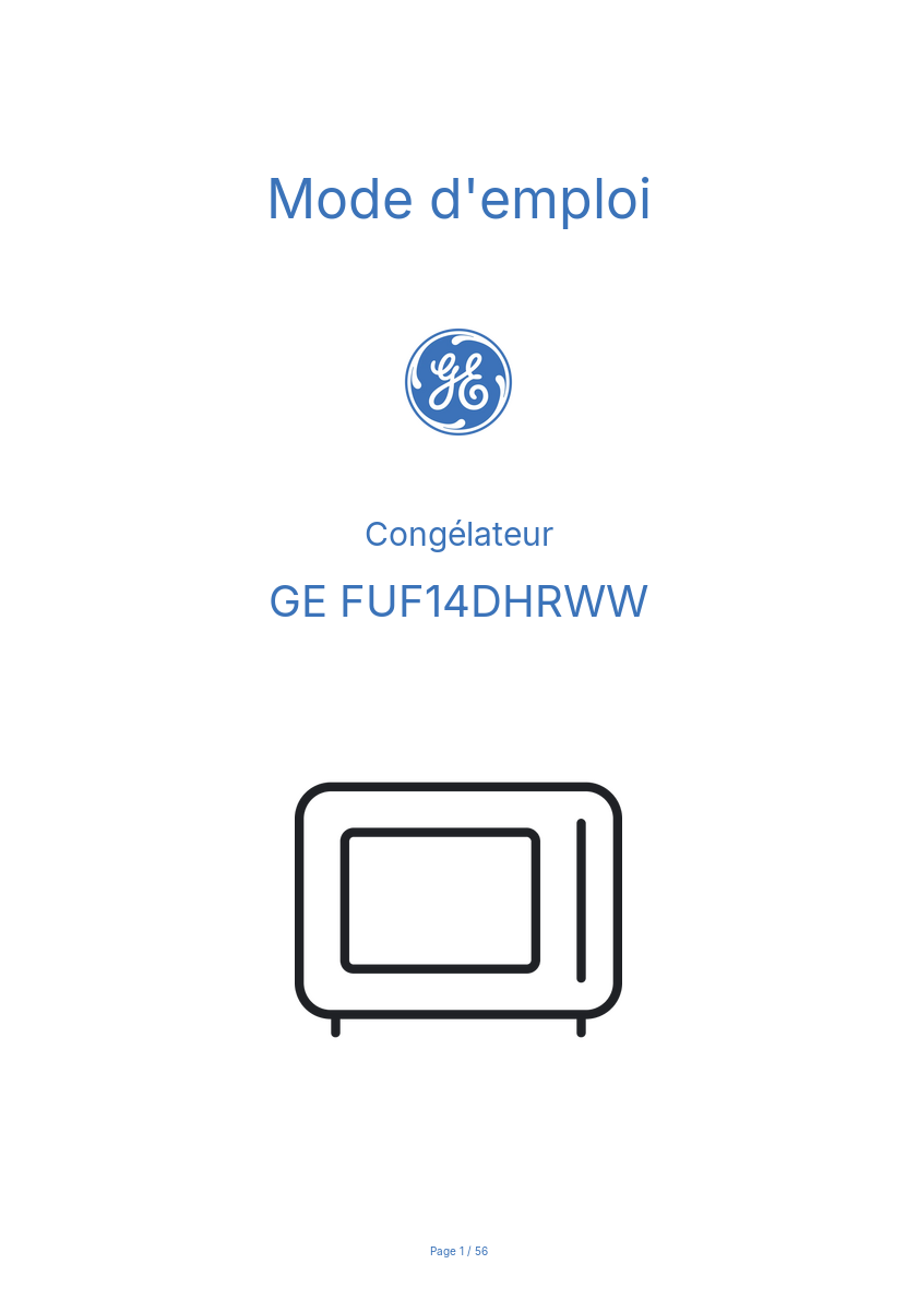 Image de la première page du manuel de l'appareil FUF14DHRWW