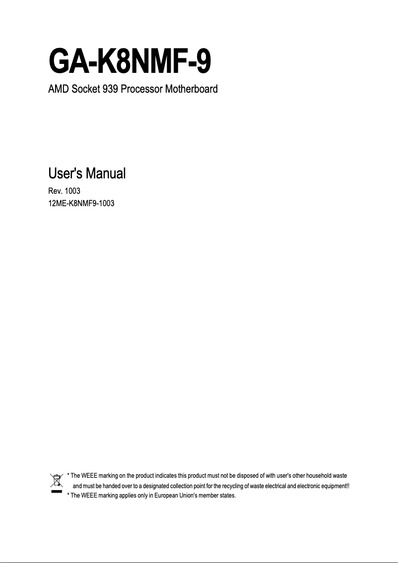 Page 1 de la notice Manuel utilisateur Gigabyte GA-K8NMF-9