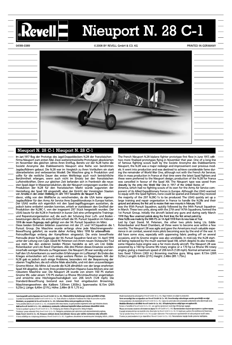 Page n°1 - Manuel utilisateur Revell Nieuport N.28 C-1
