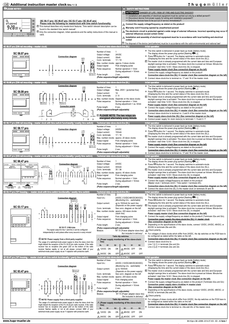 Page n°1 - Manuel utilisateur Müller SC 58.08 pro