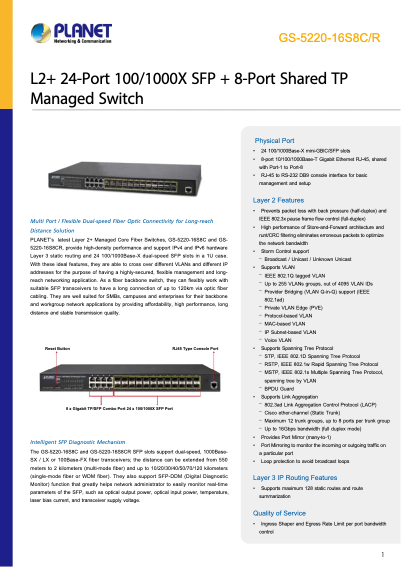 Image de la première page du manuel de l'appareil GS-5220-16S8C