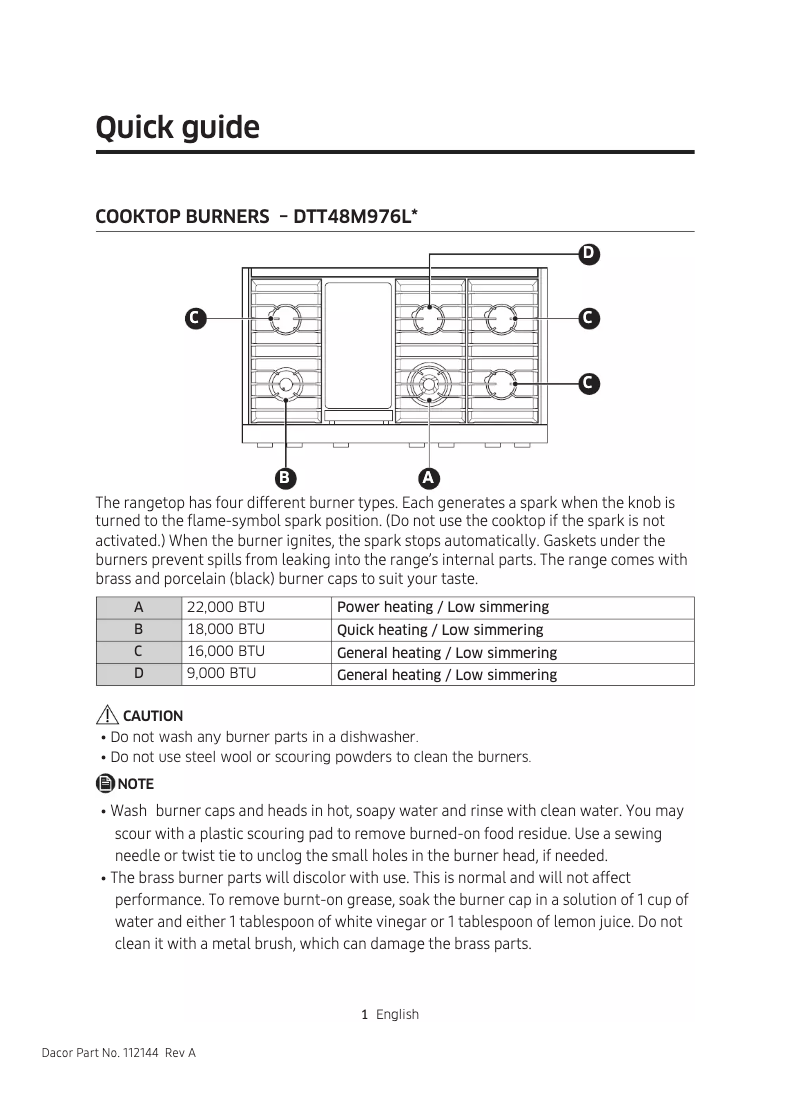 Image de la première page du manuel de l'appareil Modernist DTT48M976LS
