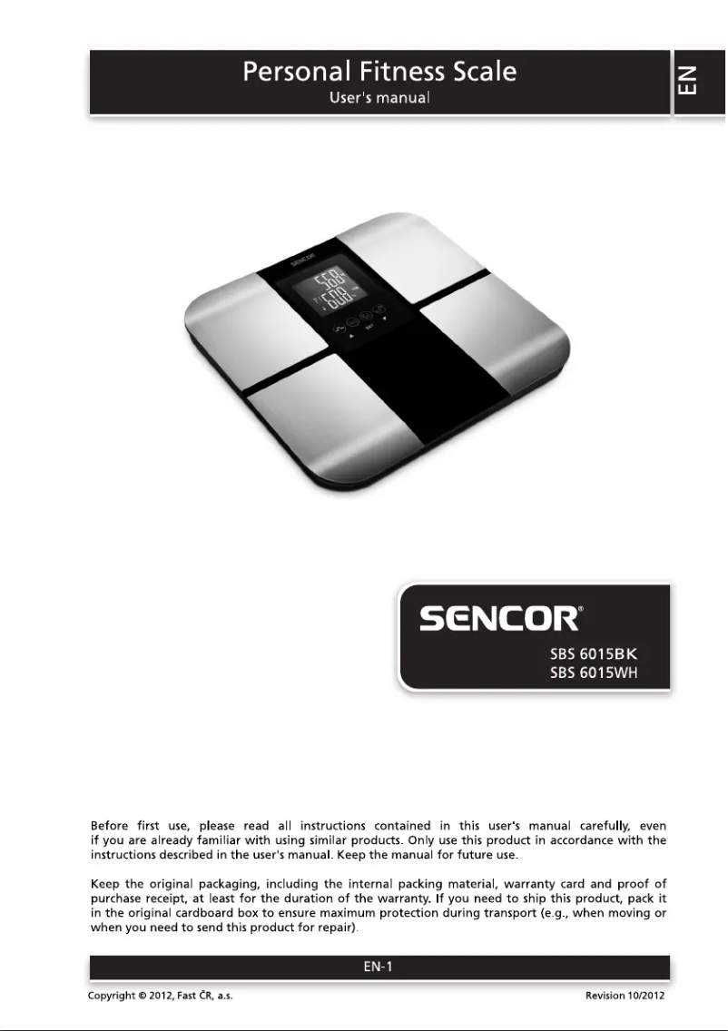 Page 1 de la notice Manuel utilisateur Sencor SBS 6015BK