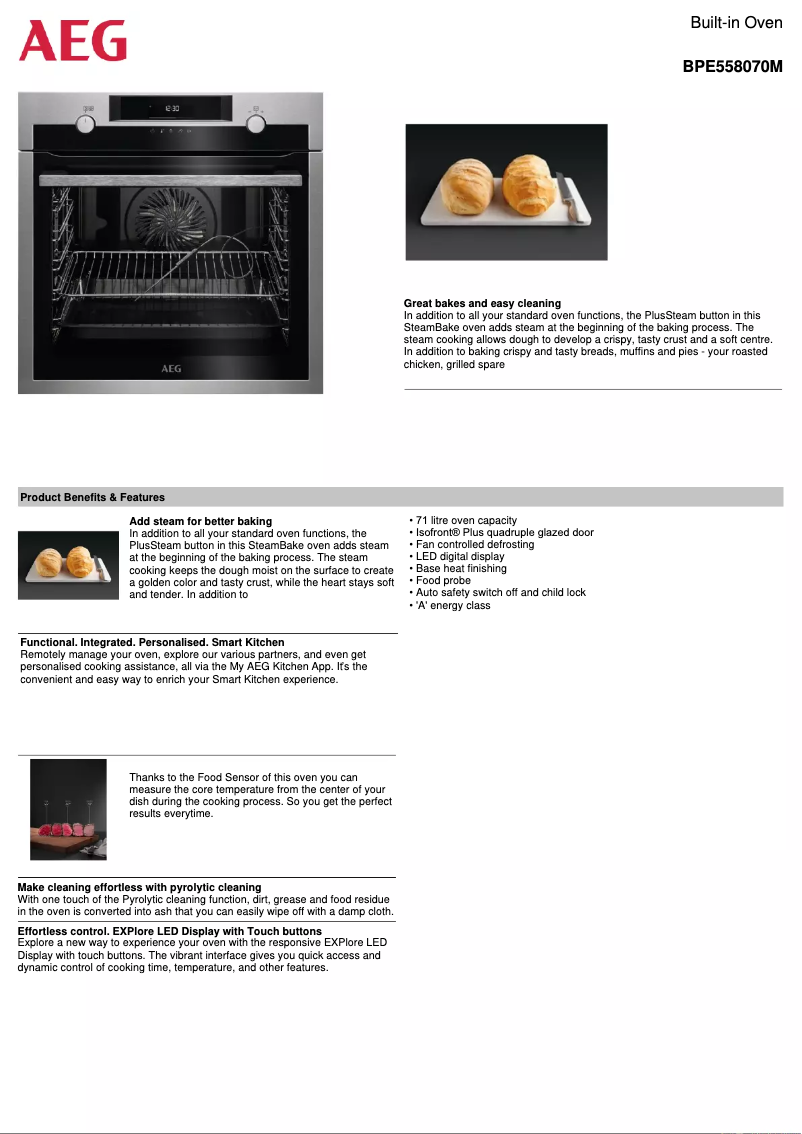 Página 1 del manual Ficha técnica AEG BPE558070M