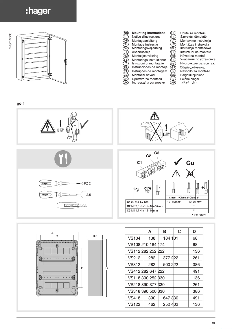 Page n°1 - Manuel utilisateur Hager VS112PTQ
