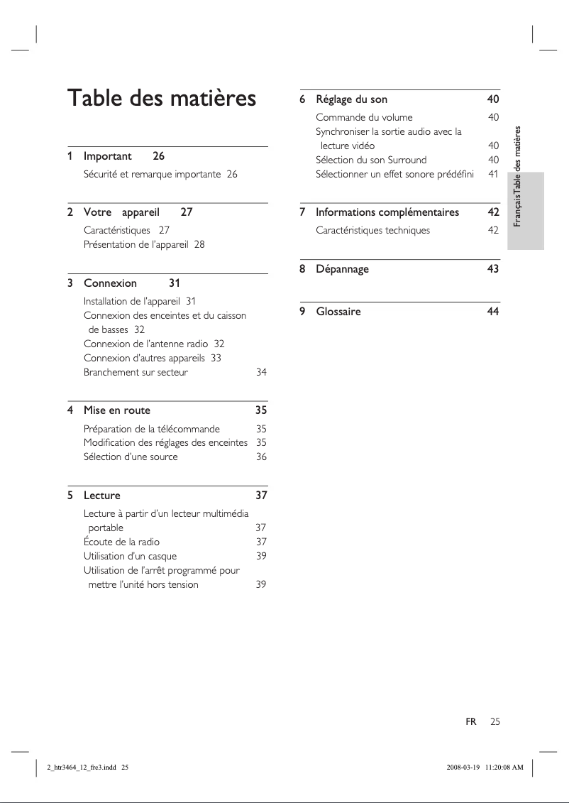 Page n°1 - Manuel utilisateur Philips HTR3464