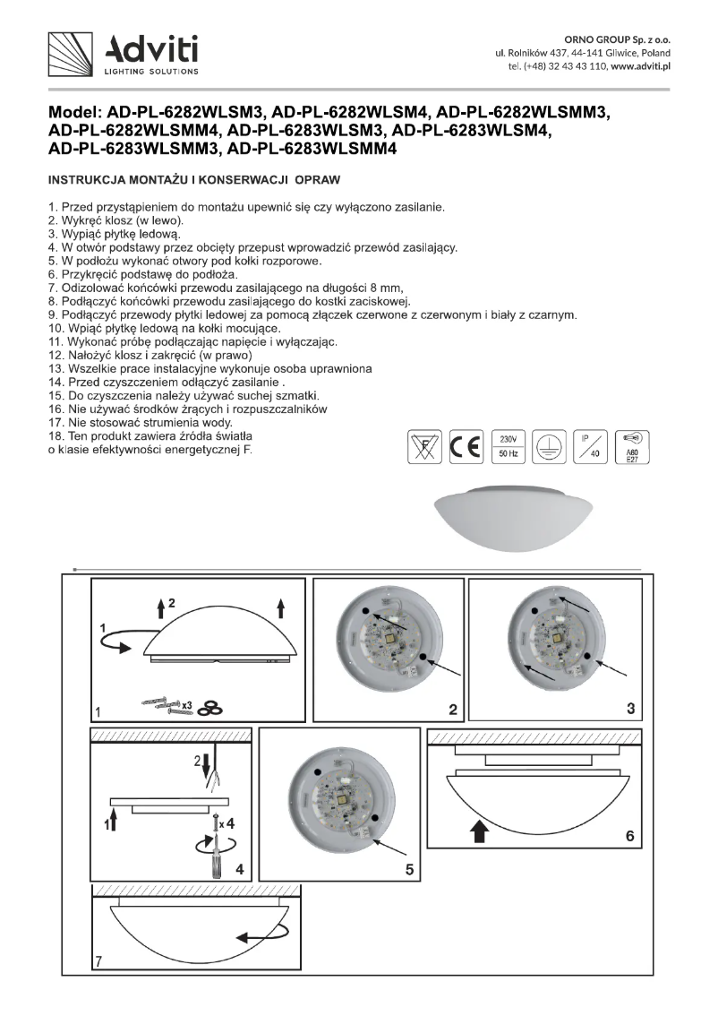 Page 1 de la notice Manuel utilisateur Adviti AD-PL-6282WLSM4