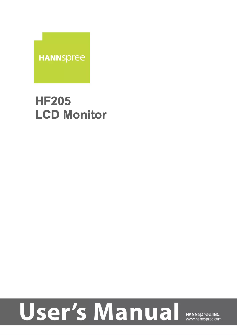 Page 1 de la notice Manuel utilisateur Hannspree HF205