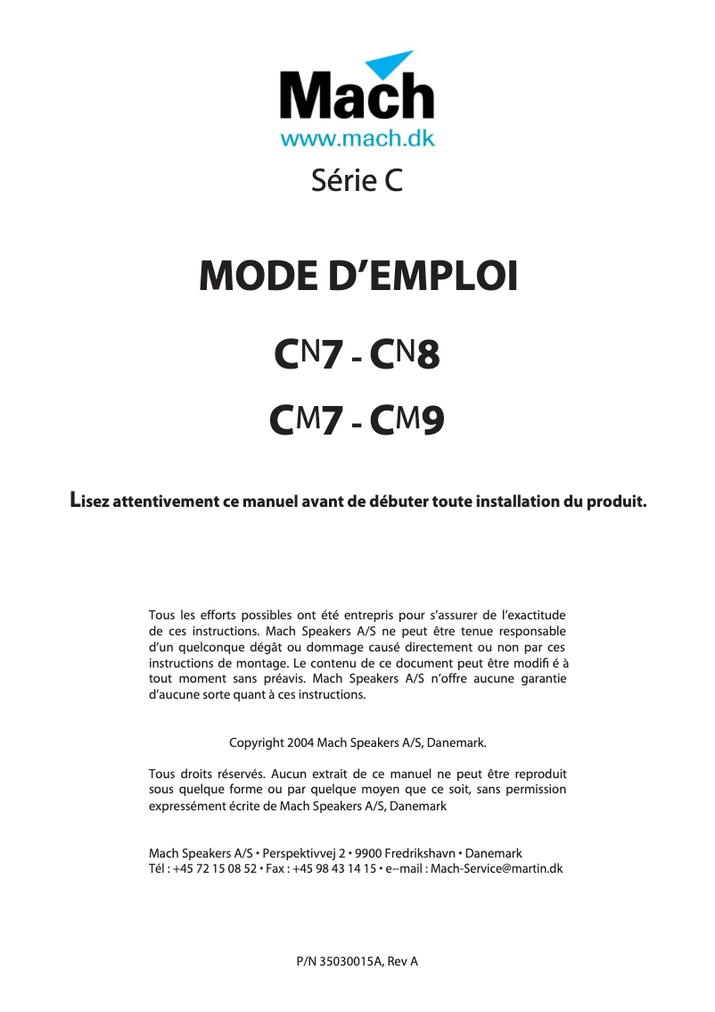Page n°1 - Manuel utilisateur Martin CM7