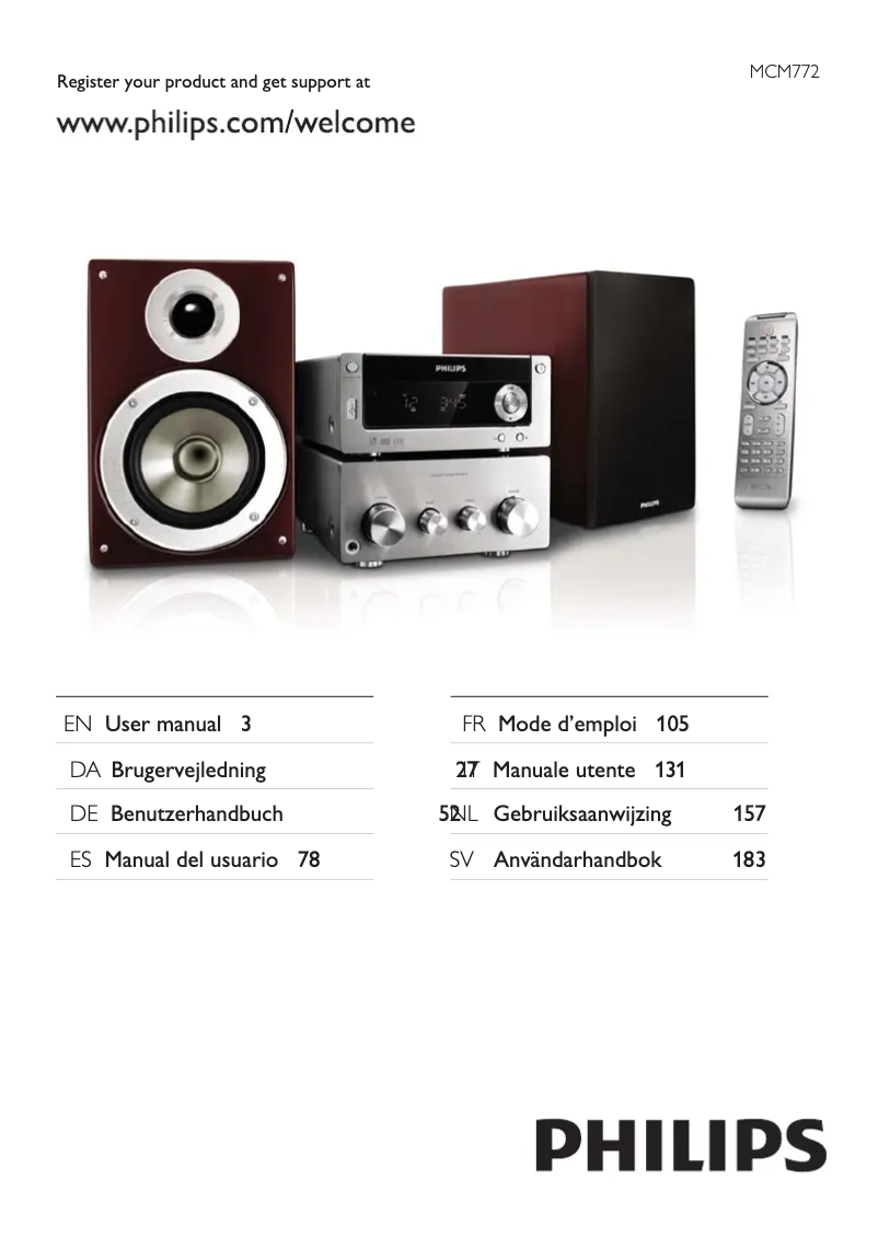 Page n°1 - Manuel utilisateur Philips MCM772