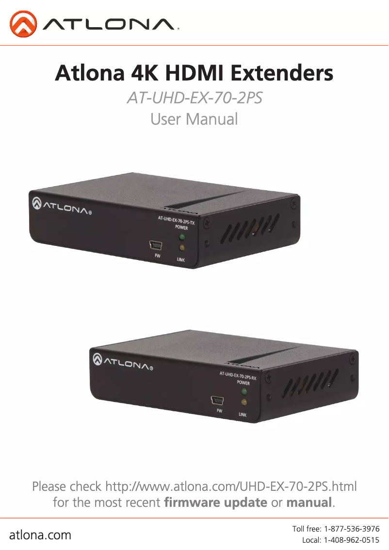 Page n°1 - Manuel utilisateur Atlona UHD-EX-70-2PS