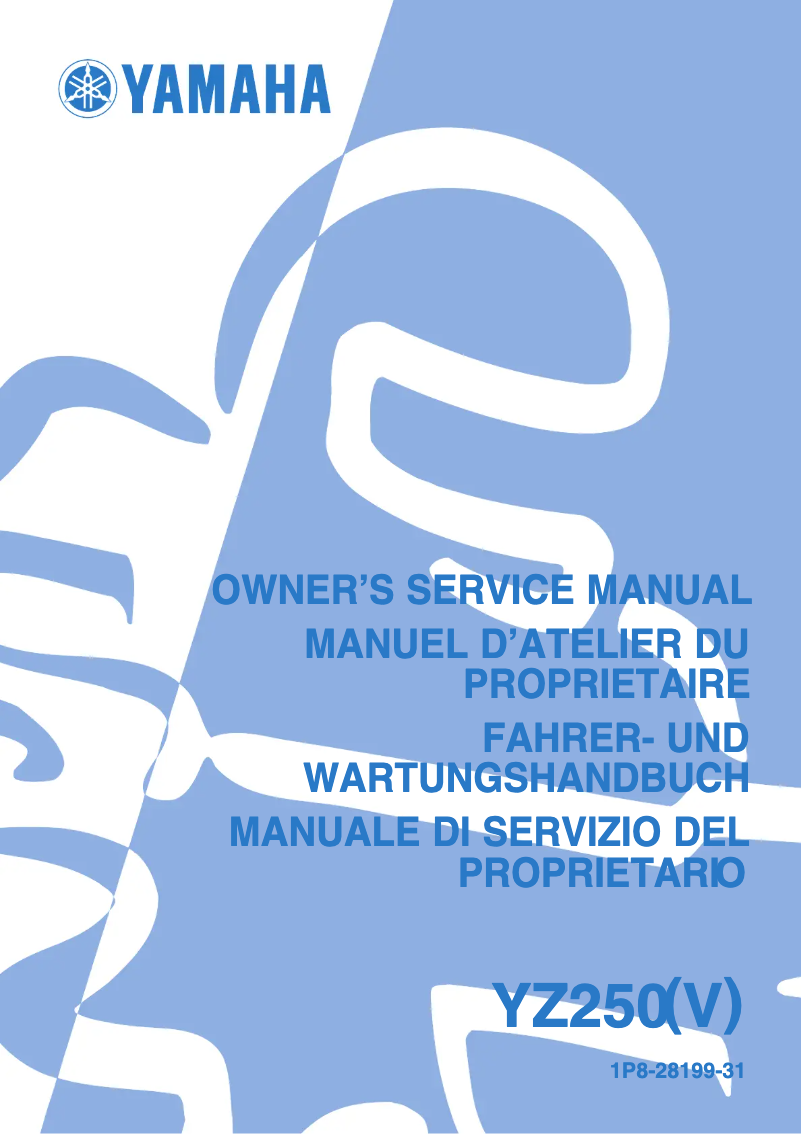 Image de la première page du manuel de l'appareil YZ250 (2005)