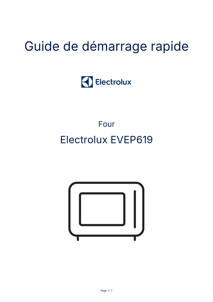 Page n°1 - Guide de démarrage rapide Electrolux EVEP619