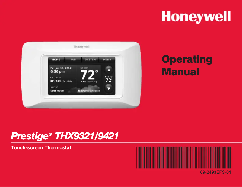 Page 1 de la notice Manuel utilisateur Honeywell Prestige THX9421