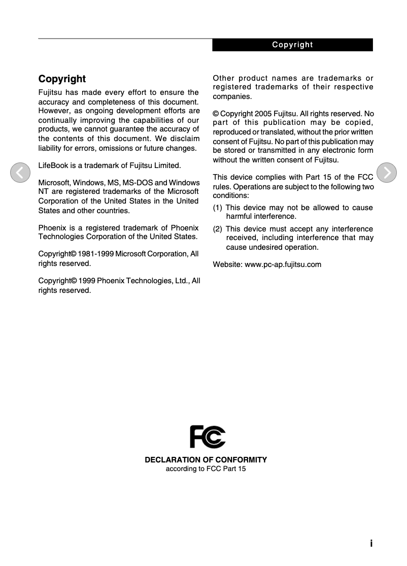 Page n°1 - Manuel utilisateur Fujitsu LifeBook P7120