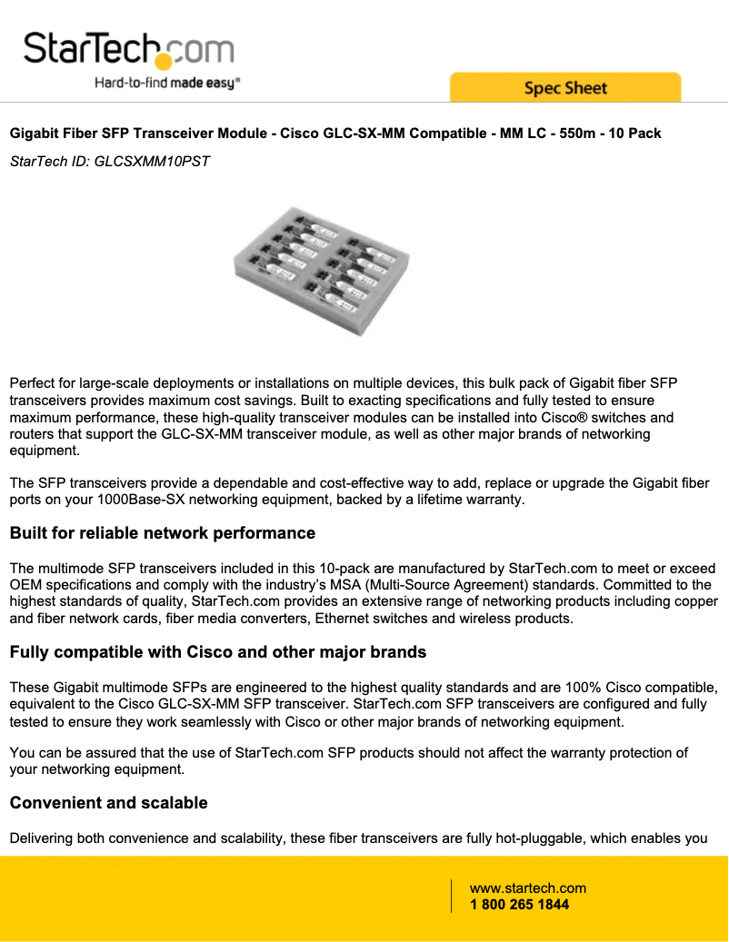 Image de la première page du manuel de l'appareil GLCSXMM10PST