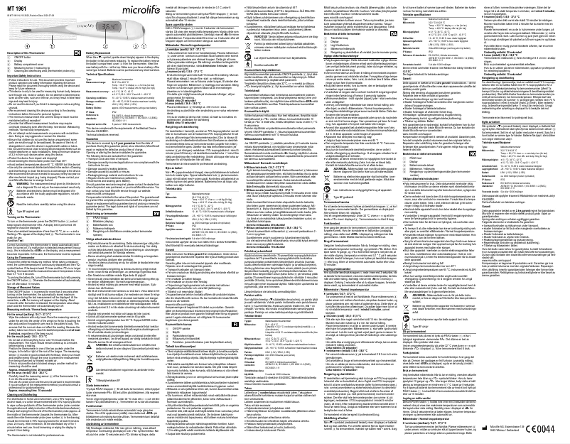 Page n°1 - Manuel utilisateur Microlife MT 1961