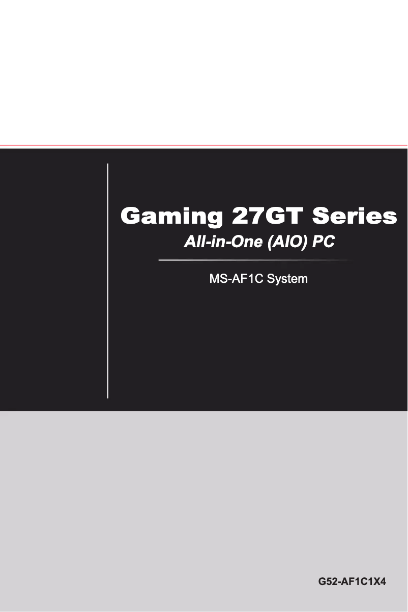 Page 1 de la notice Manuel utilisateur MSI 27T 6QL