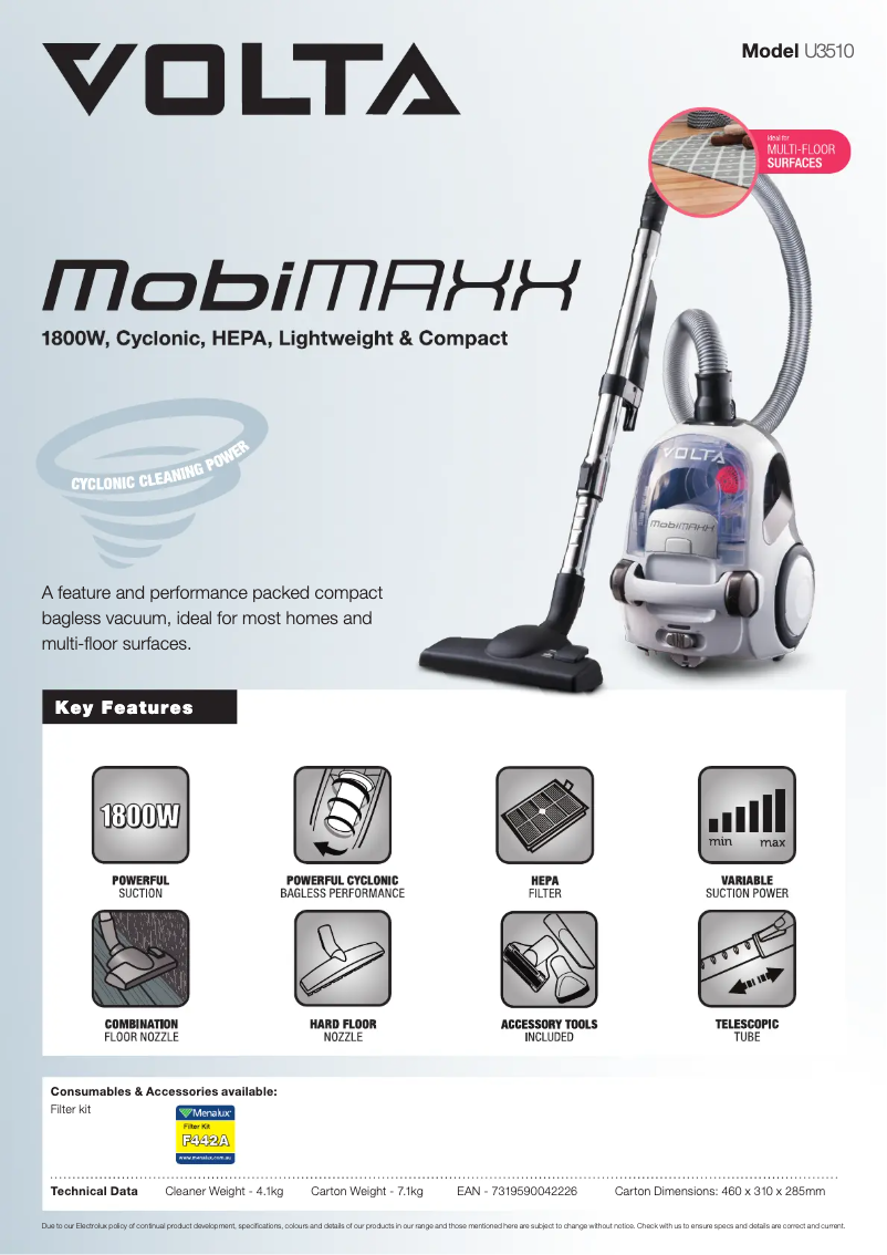 Página 1 del manual Ficha técnica Volta MobiMaxx U3510