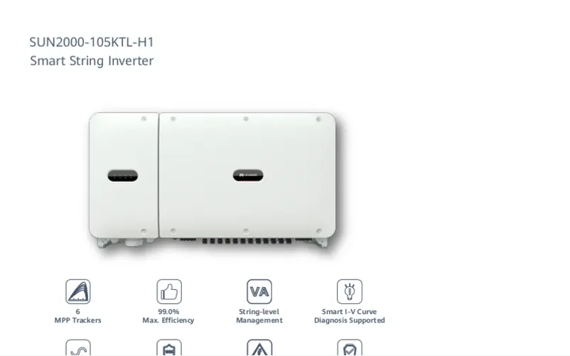 Página 1 del manual Ficha técnica Huawei SUN2000-105KTL