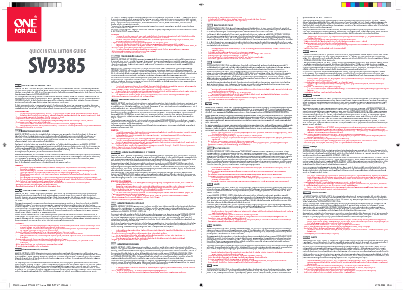 Page n°1 - Manuel utilisateur One for all SV 9385