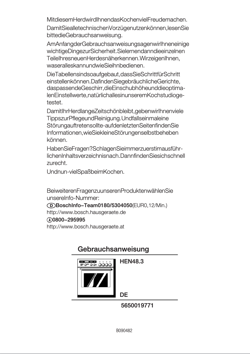 Page 1 de la notice Manuel utilisateur Bosch HEN4863