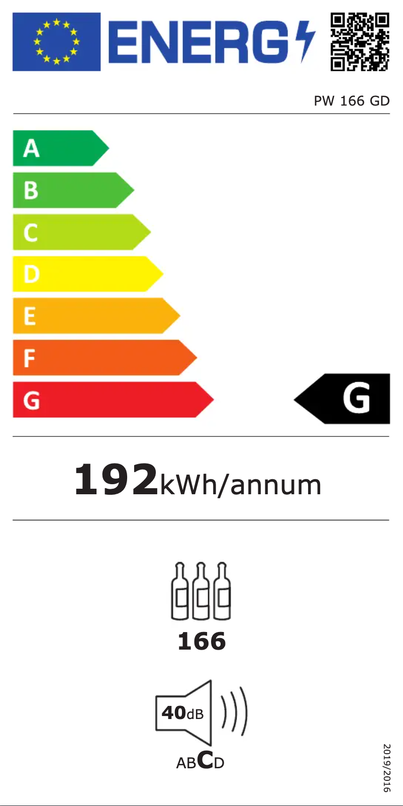 Page n°1 - Label énergétique Philco PW 166 GD