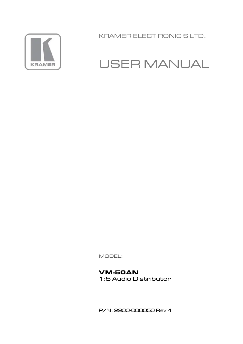 Page n°1 - Manuel utilisateur Kramer VM-50AN