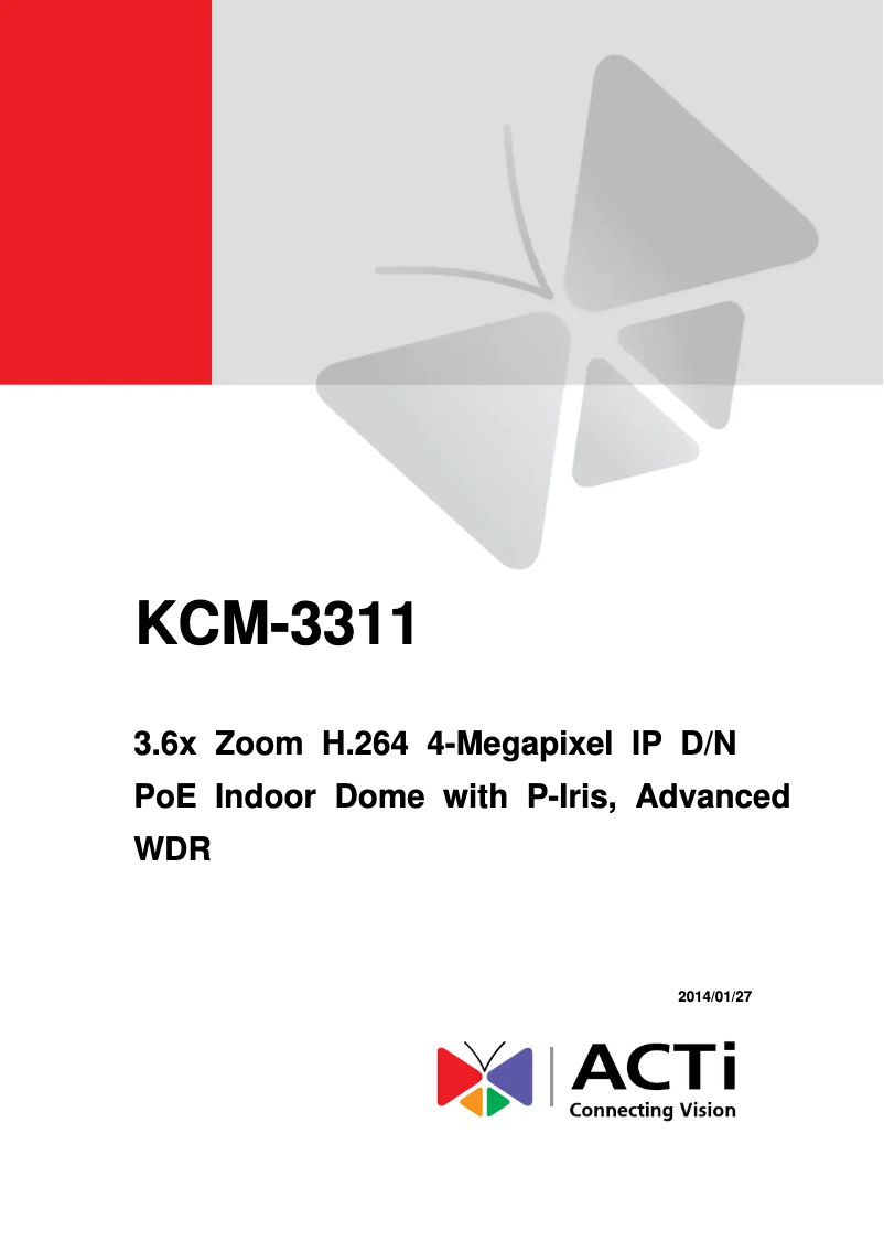 Page n°1 - Manuel utilisateur ACTi KCM-3311