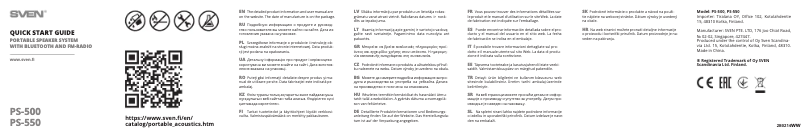 Página 1 del manual Guía de inicio rápido Sven PS-500