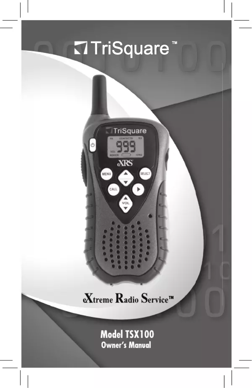 Page n°1 - Manuel utilisateur TriSquare TSX100