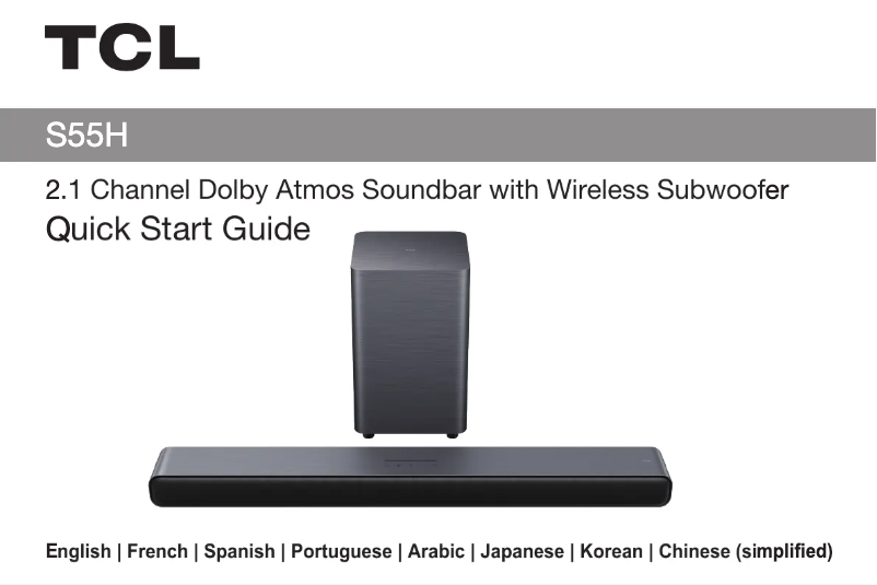 Page 1 de la notice Guide de démarrage rapide TCL S55H