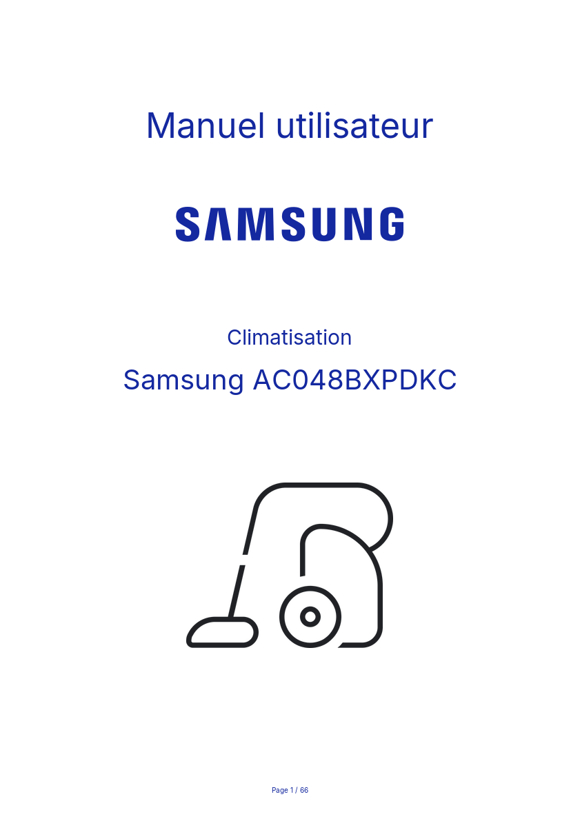 Page n°1 - Manuel utilisateur Samsung AC048BXPDKC