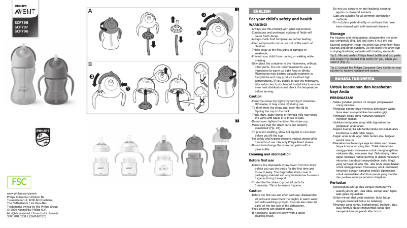 Page 1 de la notice Manuel utilisateur Philips AVENT SCF796