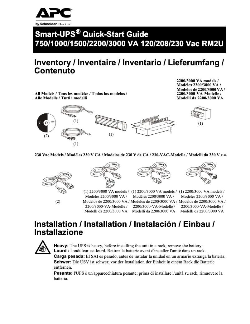 Page 1 de la notice Manuel utilisateur APC SMT1000RMI2U
