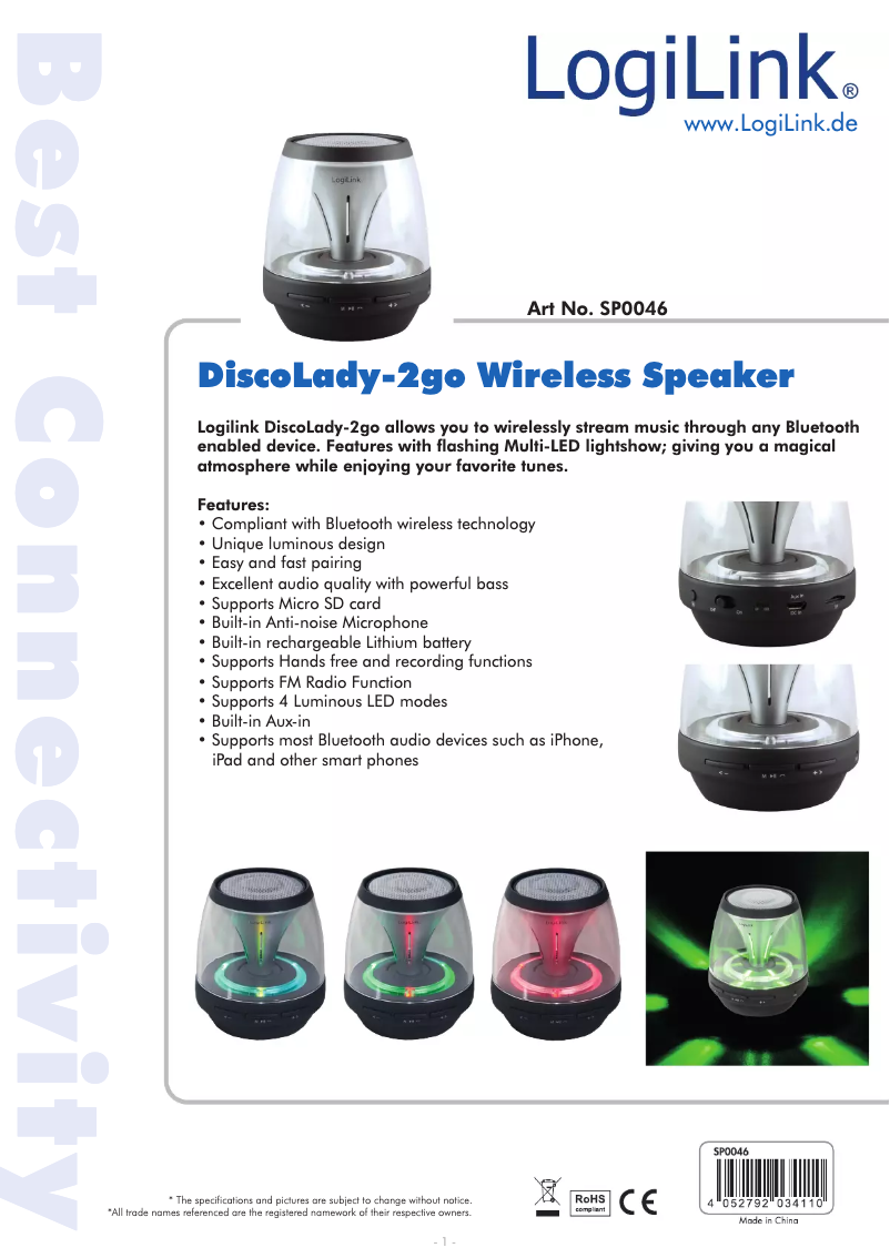 Image de la première page du manuel de l'appareil DiscoLady-2go