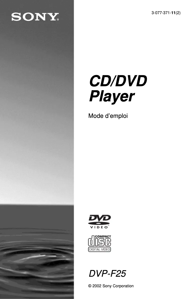 Page n°1 - Manuel utilisateur Sony DVP-F25