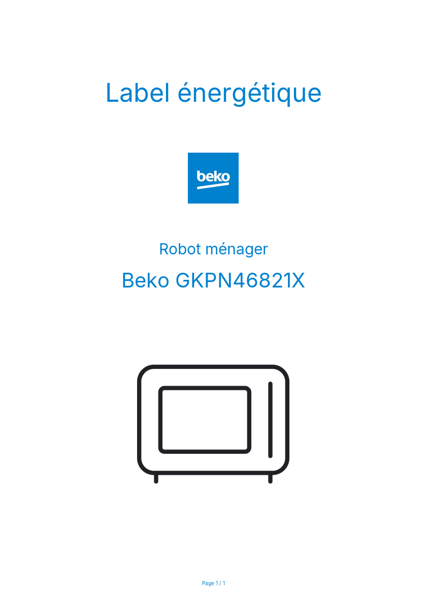 Image de la première page du manuel de l'appareil GKPN46821X