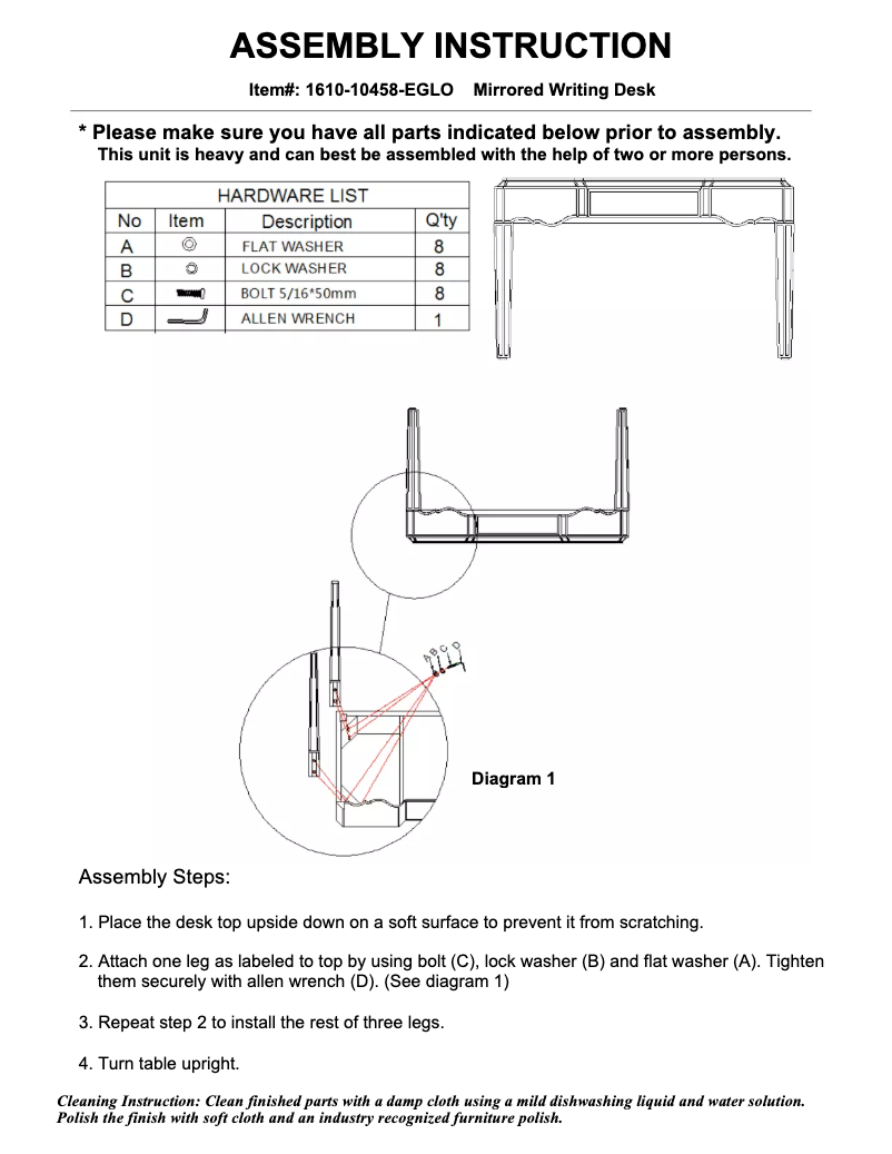 Page n°1 - Manuel utilisateur Hooker 1610-10458-EGLO