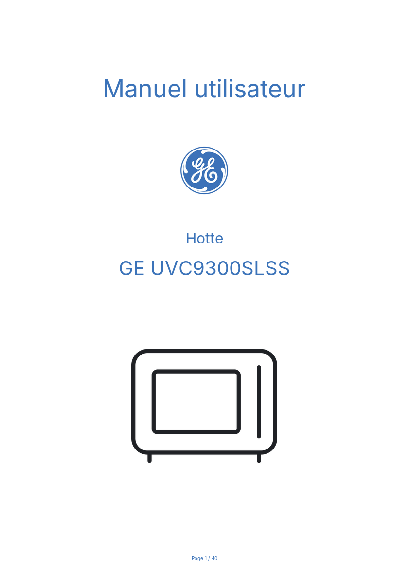 Page n°1 - Manuel utilisateur GE UVC9300SLSS