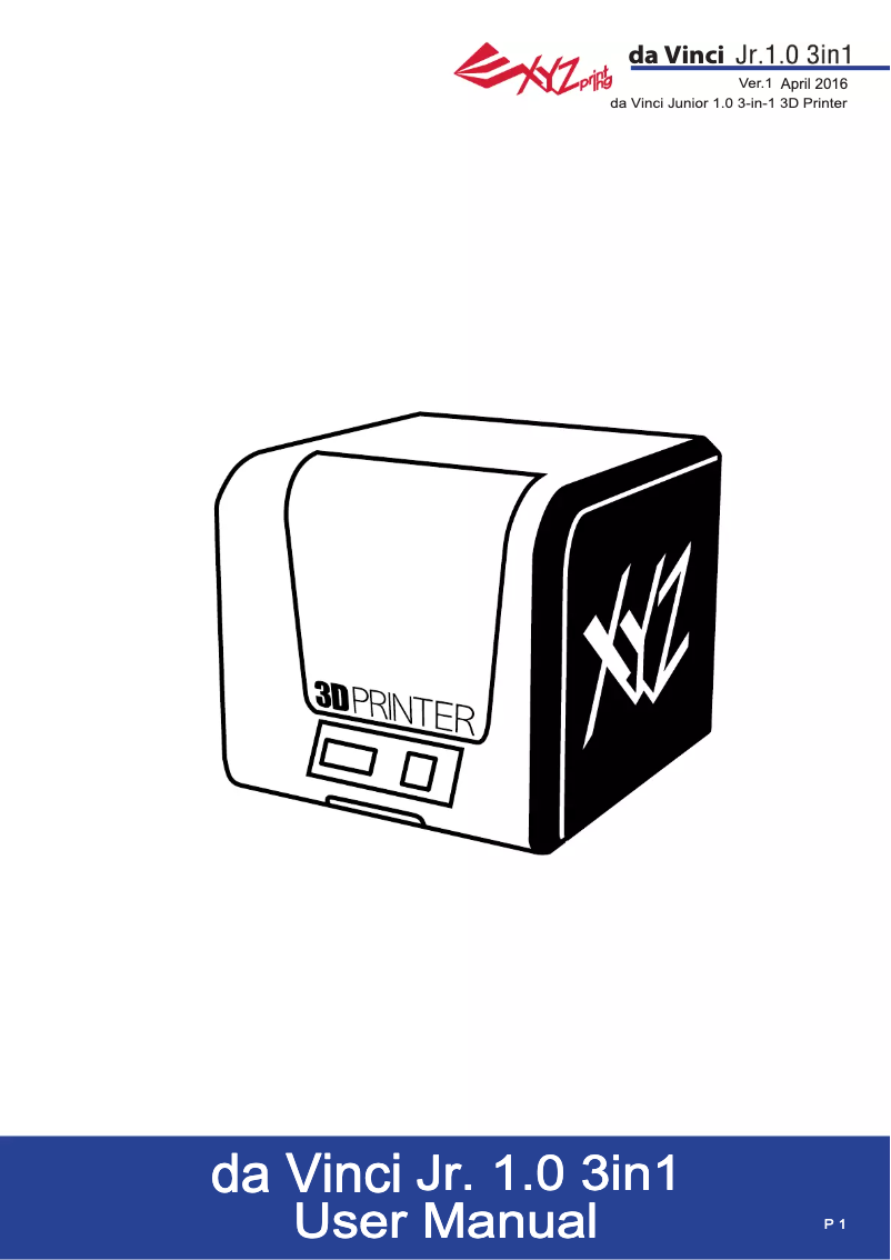 Page n°1 - Manuel utilisateur XYZprinting da Vinci Jr. 1.0 3in1